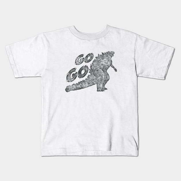 Go Go Godzilla Kids T-Shirt by karutees